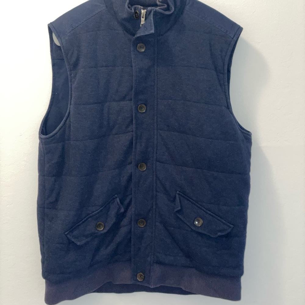 Brooks Brothers Quilted Navy Blue Button-Front & Zippered Vest
